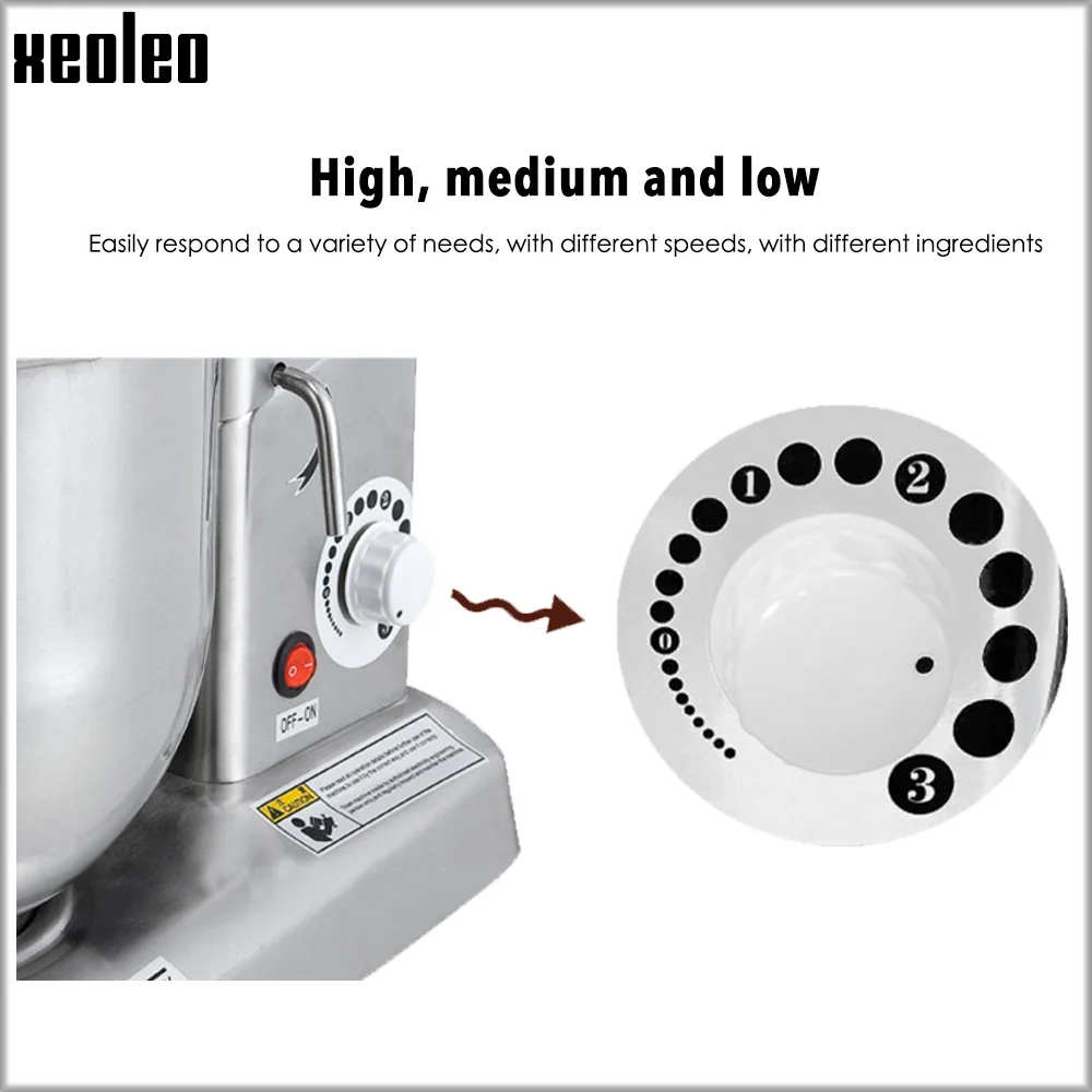 XEOLEO Planetary mixer Food mixer Bread dough mixer Commercial Dough kneading machine with Stainless Steel Bowl 500W 3-speed