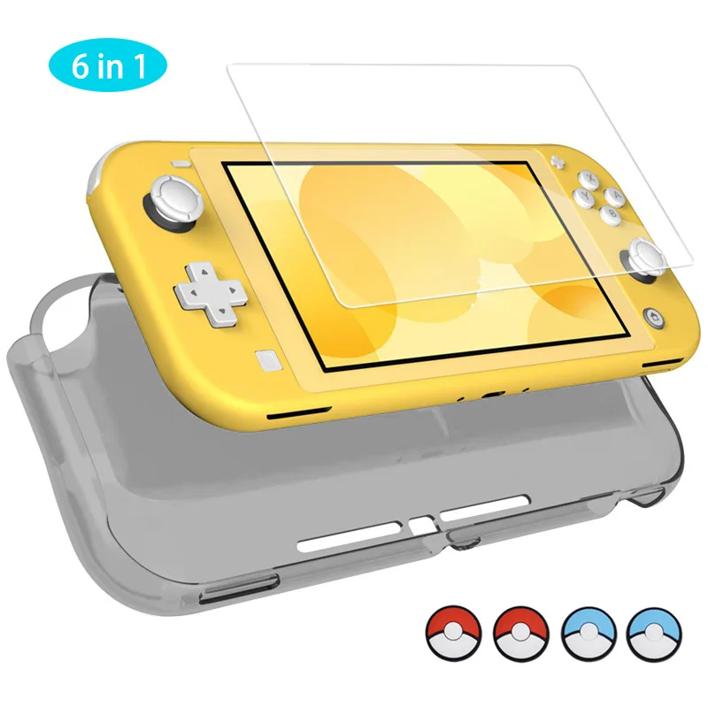 Комплекты для nintendo Switch Lite с закаленным стеклом экрана и ТПУ Чехол протектор, с 4 шт. для Joy Con силиконовая палка для большого пальца