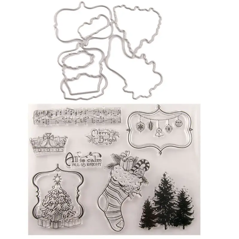 Christmas Series Seal Stamp Cutting Dies Stencil Set DIY Scrapbooking Embossing T8WE