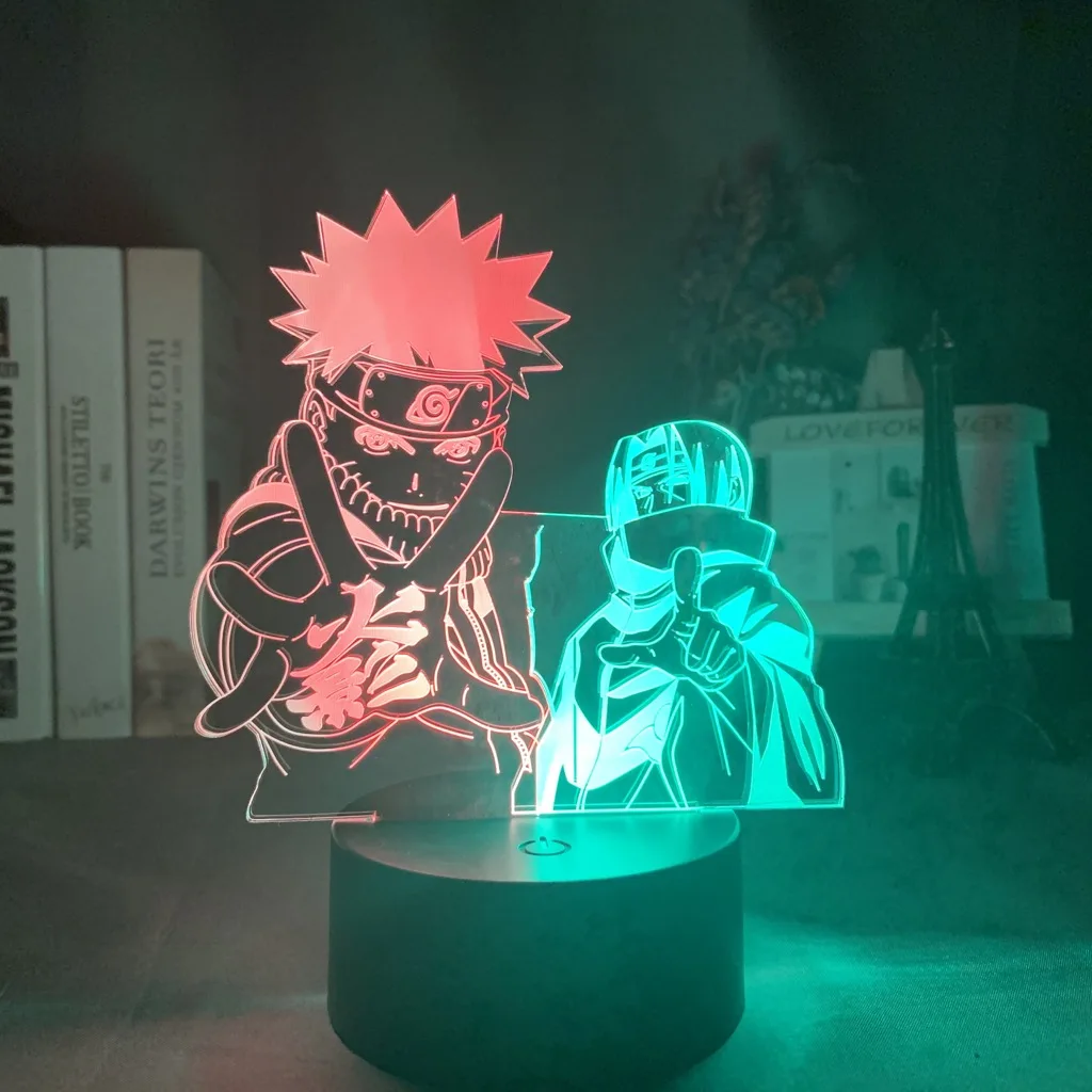 

3d Illusion Led Night Light Naruto Uzumaki and Itachi Uchiha for Home Decoration Light Cool Gift for Kids Child Desk Lamp Anime