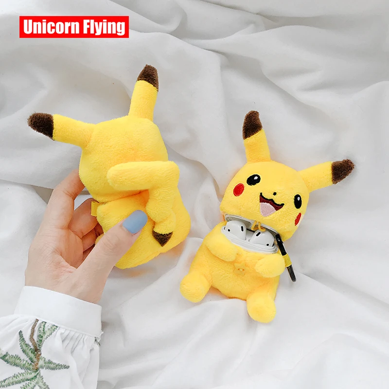 LinXiang Cute 3D Plush Toy Pocket Monsters Pokemons Pikachus Bluetooth Earphone Protective Case For Apple Airpods 1 2