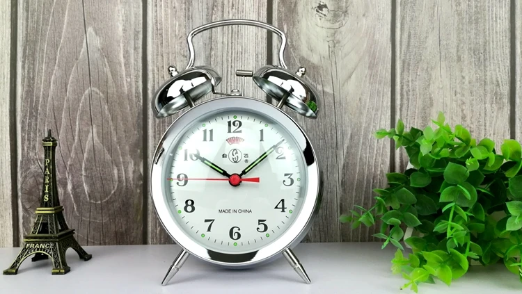 Réveil sans radio,Réveil mécanique en métal,horloge de Table de chevet