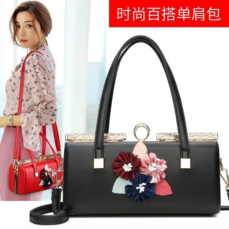 

Bag Women's 2019 New Style WOMEN'S Bag Fashion Embossed Chinese-style Handbag Flower Shoulder Bag Oblique Bag
