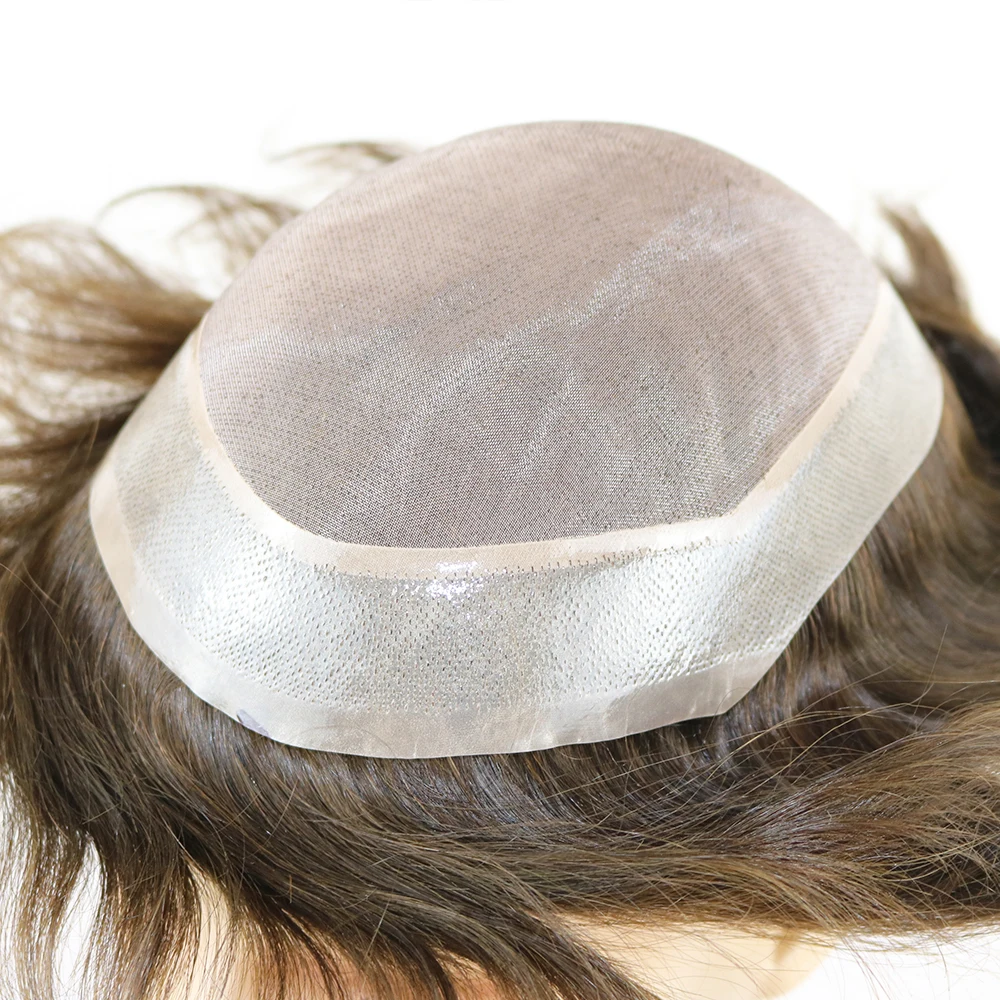 Прочный тонкий моно Мужской дышащий парик вокруг 100% Реми человеческие волосы