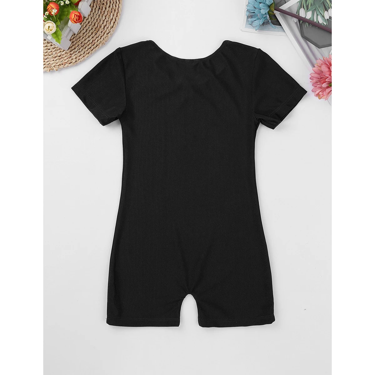 Children Dance Wear Short Sleeves Solid Color Stretchy Ballet Gymnastics Leotard For Boys Girls Fitness Jumpsuit Kids Unitard