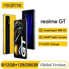 Global Version realme GT 5G 6.43''AMOLED 8GB 128GB 65W Dart Charge ualcomm Snapdragon 888 5G 64MP 4500mAh Mobile Phone