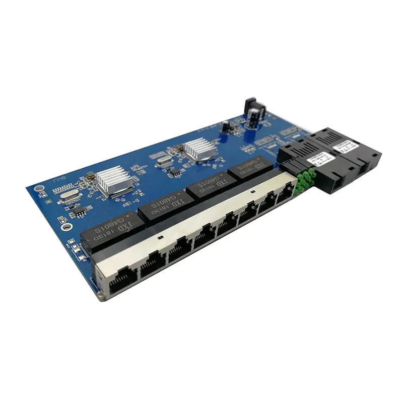 10/100/1000 м гигабитный Ethernet коммутатор волоконно-оптический медиаконвертер PCBA 8 RJ45 UTP и 2 SC волоконный порт платы PCB