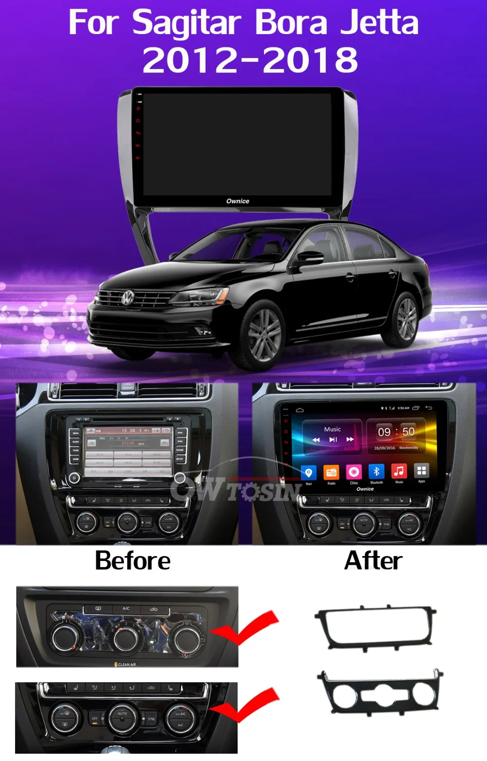 Best 360°Camera 4G LTE Android 9.0 8Core 4+64G SPDIF DSP CarPlay Car Multimedia GPS Navigation Radio Player for VW Sagitar Jetta Bora 7