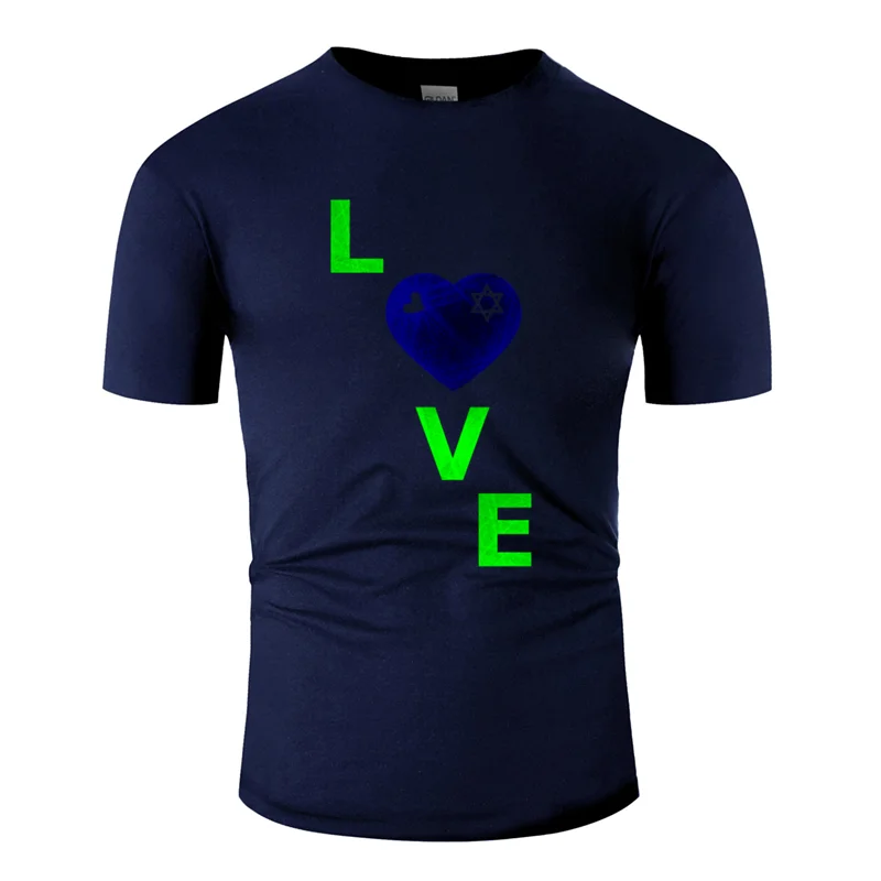 Забавная Повседневная дышащая футболка с надписью «love israel» для мужчин и женщин, лето, большие размеры S~ 5xl, Kawaii, Мужская футболка, потрясающая брендовая футболка в стиле хип-хоп - Цвет: Men-Navy Blue
