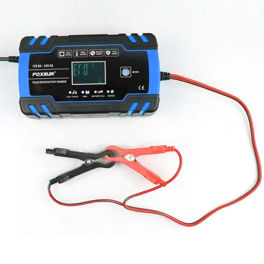 

Car Battery Charger 12V 6A LCD Motorcycle Lead-Acid AGM GEL Batteries Intelligent Charging Pulse Repair Starter Smart Charger