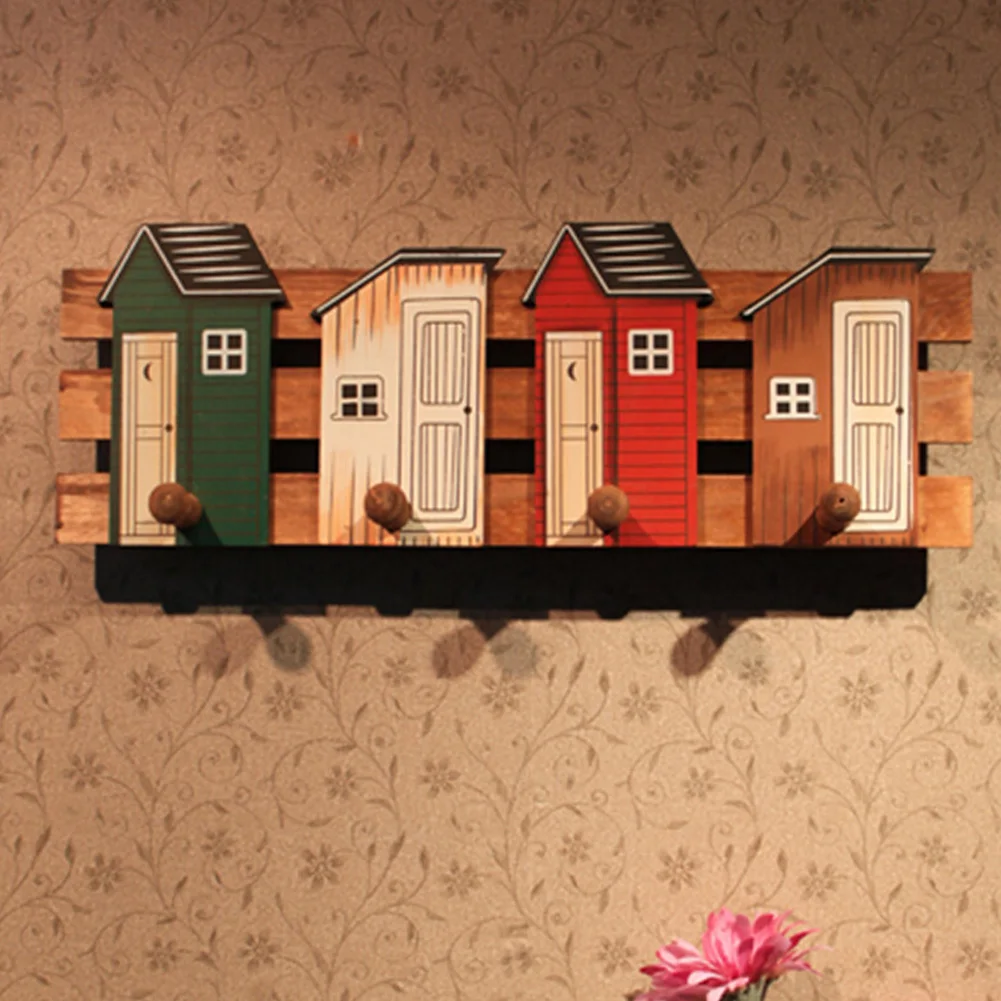 Easy Install Key Holder Decorative Clothes Hat Bedroom Space Saving Home Hanging Hook Towels Exquisite Wooden Wall Mount