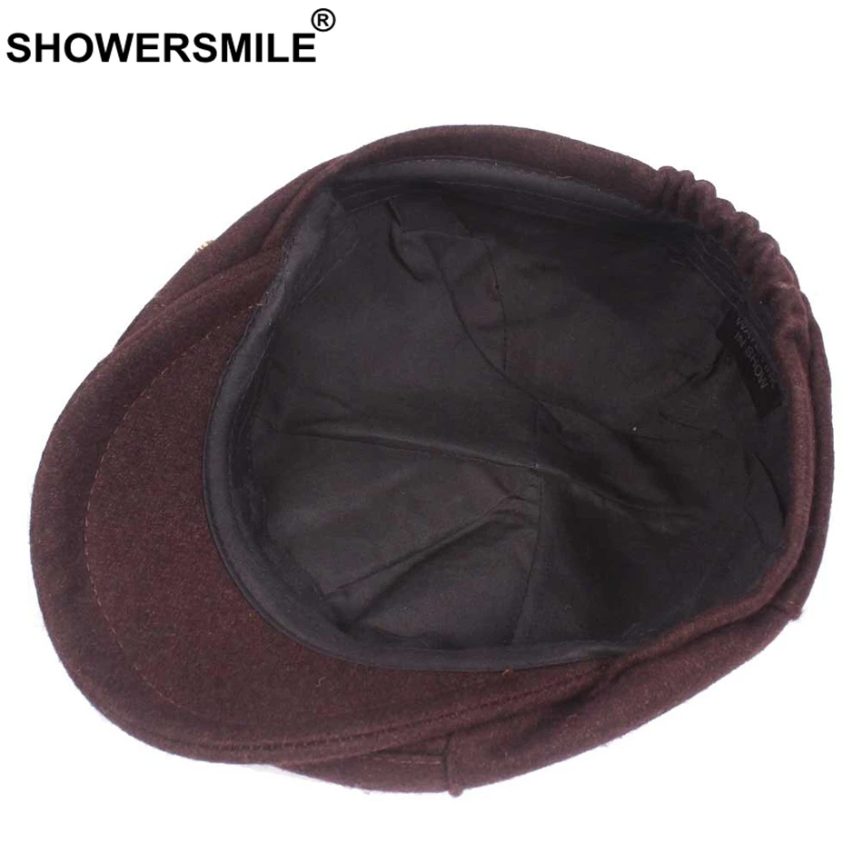 SHOWERSMILE осень зима шляпа с закруглёнными краями и пуговицей сверху Гэтсби кепка
