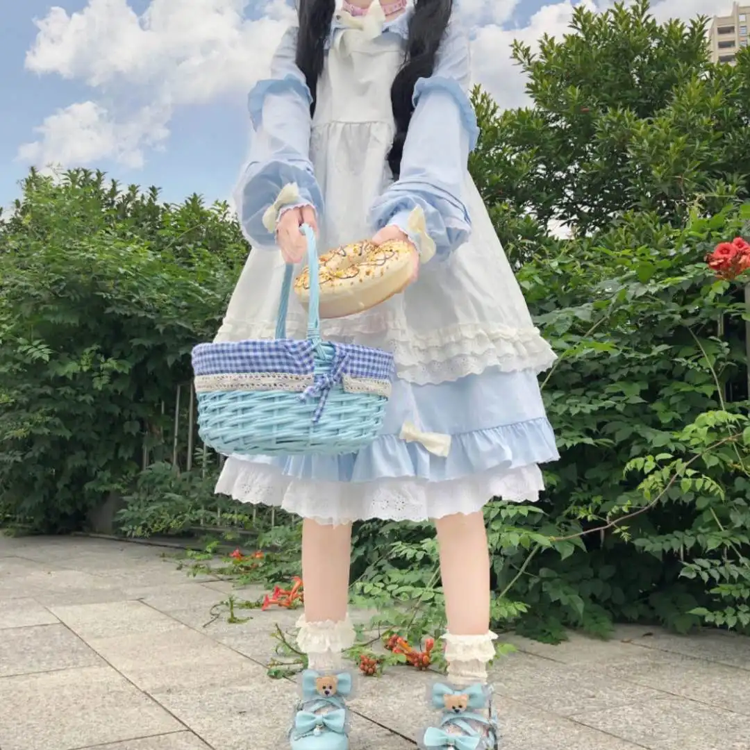 Японский kawaii для девочек; милые туфли в стиле «Лолита» в винтажном стиле; круглый носок; удобная женская обувь милый кружевной бант с перекрестными ремешками обувь kawaii