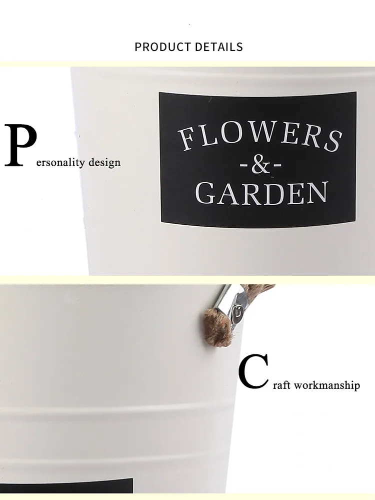 Ретро белое цветочное ведро металлический цветочный горшок Цветочные растения креативный Железный контейнер для хранения садовый домашний декор на стол