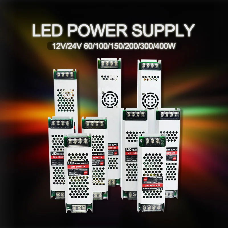 LED Power Supply Driver DC12V/24V 60W/150W/200W/300W/400W LED Lights Transformer For Led Strips Signboard Advertisement Driver dc12v 100w 200w 300w waterproof rainproof electronic led driver ac110v 260v led strip lights transformer converter