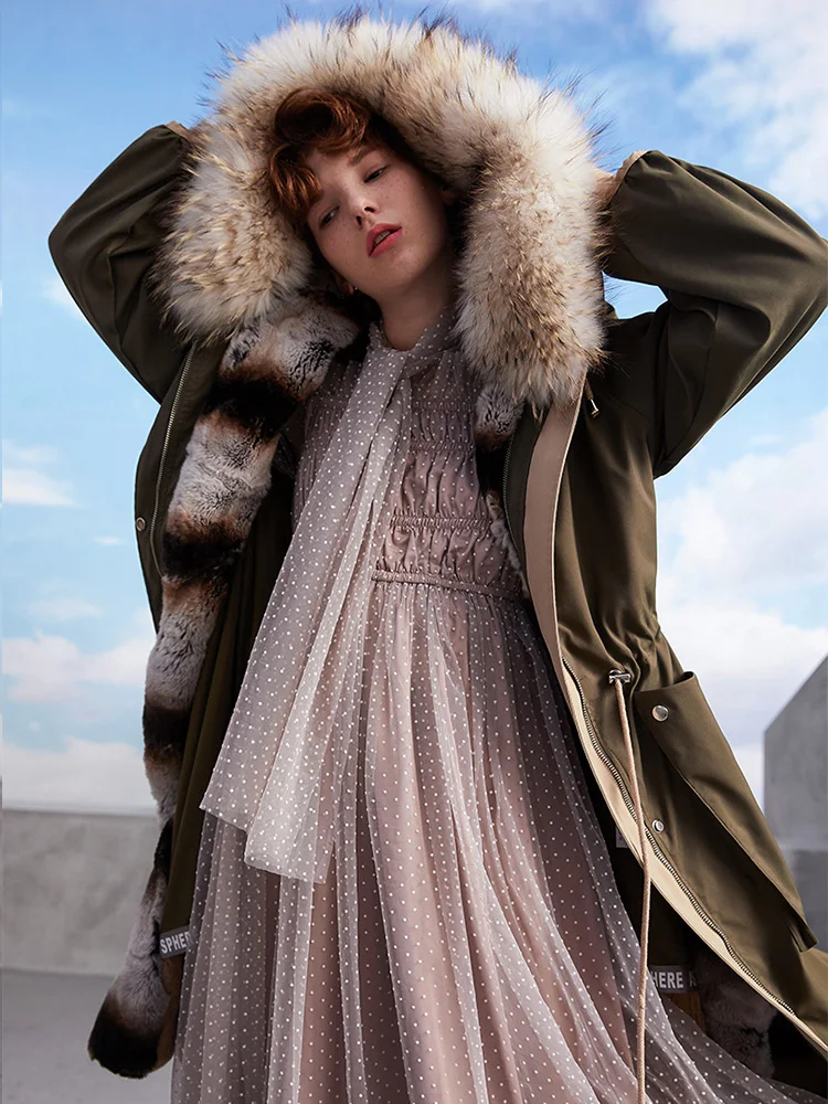 Versize parka зимняя куртка женская jexxi Высокое качество Женская длинная лисий мех с капюшоном Рекс Кролик внутренняя желчь пальто Верхняя одежда Пальто