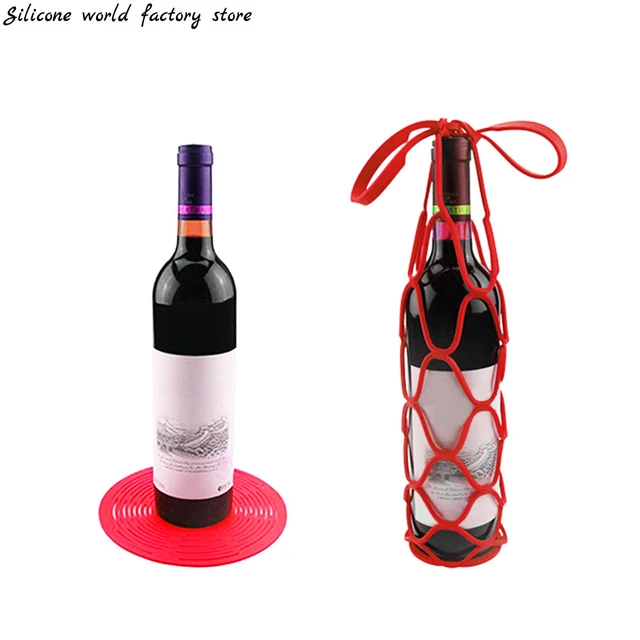 Silikon Wein Flasche Lagerung Tasche Wasser Flasche Tote Taschen Tasse  Matte Wein Flasche Mesh Korb Für Picknick Organizer Waschbar Reusable -  AliExpress