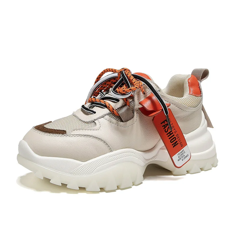DONGNANFENG; женская обувь для девочек; женская обувь из натуральной кожи с сеткой; кроссовки; спортивная дышащая обувь в Корейском стиле; Вулканизированная обувь; XML-1807 - Color: orange