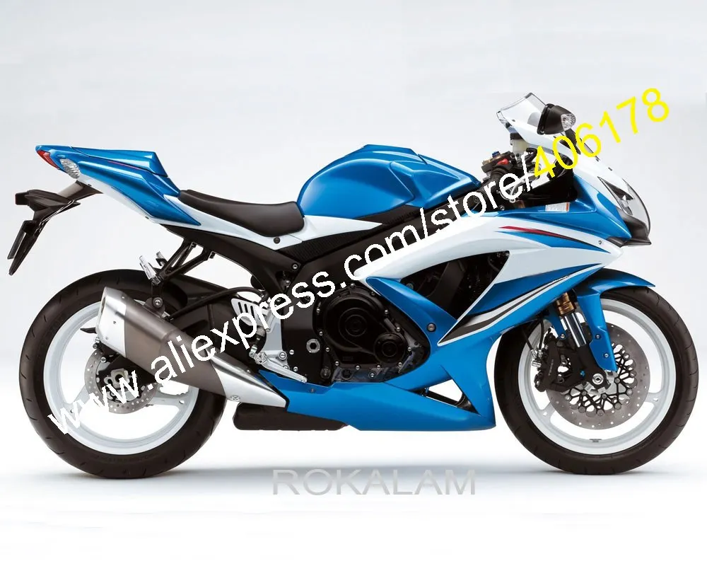 Бело-голубые Обтекатели для Suzuki GSXR 600 750 2008 2009 2010 K8 GSXR600 GSXR750 08 09 10 (литьё под
