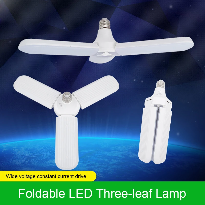 

36W 45W E27 B22 Fan Blade LED Light Bulb LED Folding Garage Lamp AC85-265V Adjustable ceiling Lighting Warm white/Cool White