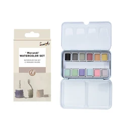 SeamiArt Morandi Palette Watercolor Set - 12 Vibrant Hues in a Tin Box (Morandi Tin Box)