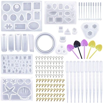 

Resin Mold, 16 Pieces of Resin Jewelry Silicone Mold with Tool Set, Suitable for DIY Jewelry Crafts, Including Pendants, Bracele