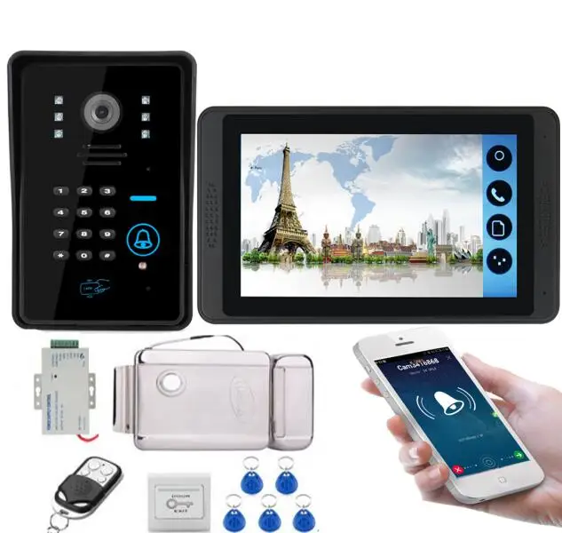 618MJIDS11-B5 SmartYIBA " Wifi приложение визуальный видеодомофон спикерфон Домофон Система RFID/Пароль/пульты разблокировка Электрический замок дверные звонки наборы - Цвет: 618MJIDS11-B5