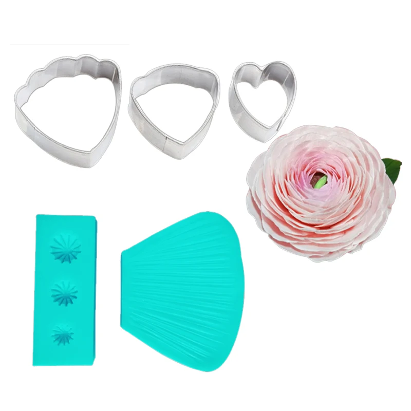 CS215 Buttercup Flower Petal Double Side Veiners Cake Decorating Tools Ranuncula Sugar Clay Fondant Sugarcraft Mold|Пресс для глины| |