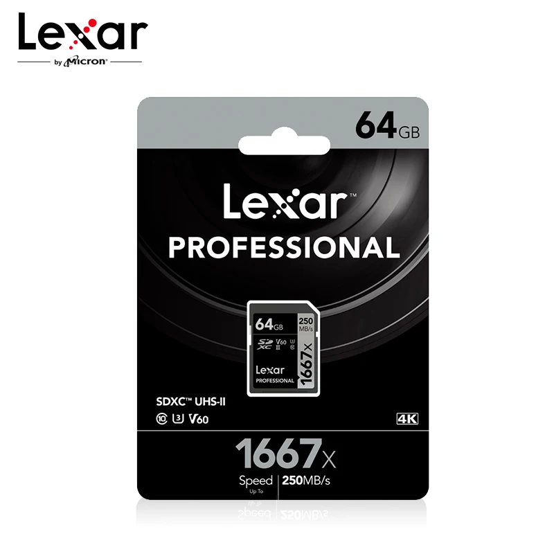 Lexar 1667X SD высокоскоростная карта Макс 250 МБ/с./с 64 Гб 128 ГБ 256 Гб карта памяти класс 10 UHS-II U3 SDHC SDXC Для 3D 4K HD видео камеры