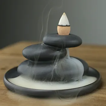 

Tower Ancient Incense Burner Ceramic Waterfall Backflow Ornamental Aroma Burner Stone Incenso Cascata Home Decoration EF50XL