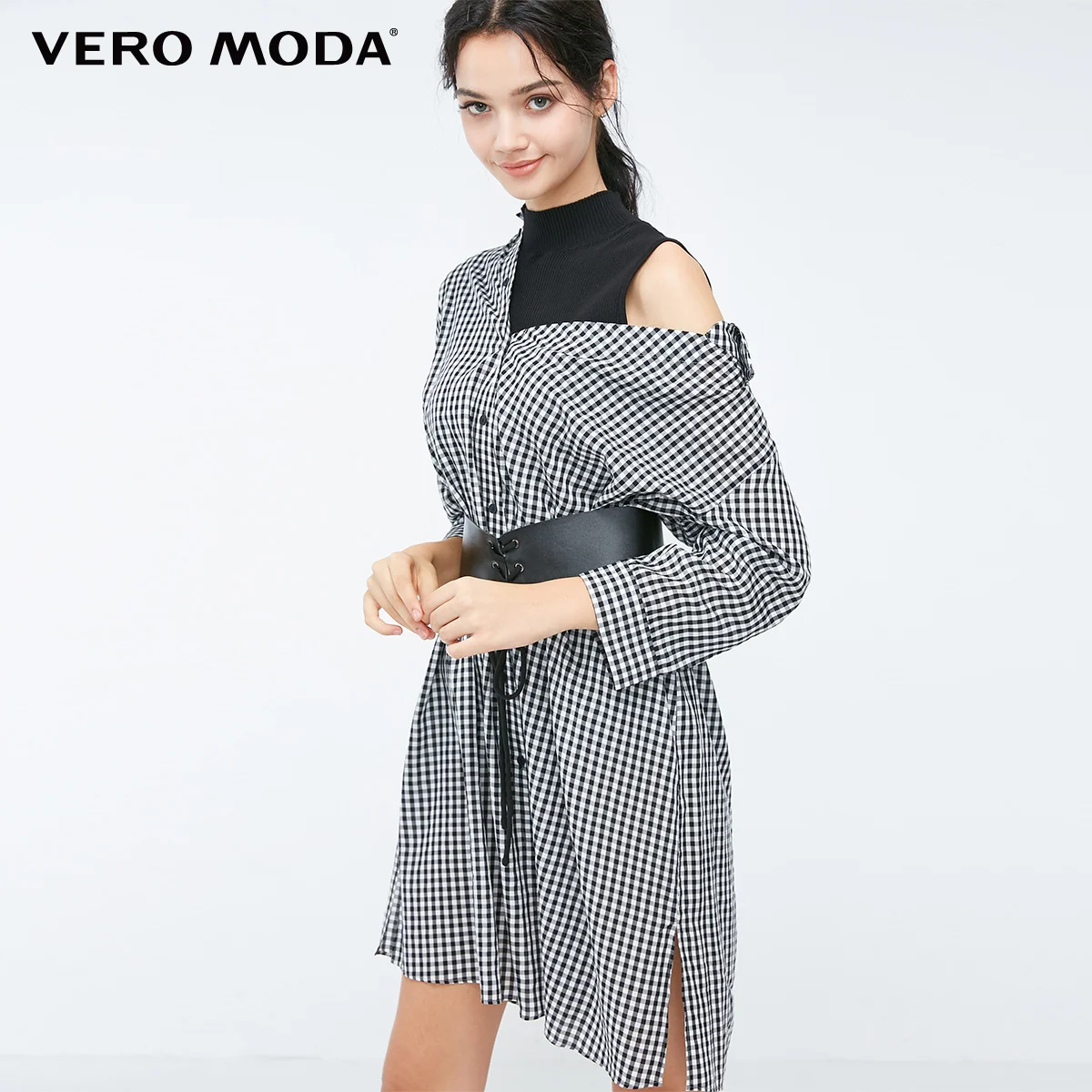 Vero Moda Новое поступление вязаный жилет клетчатое платье-рубашка | 3184SZ506