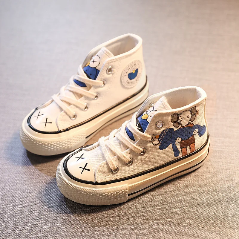 Кеды для мальчиков и девочек высокие холщовые кроссовки повседневная спортивная