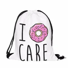 Новая мода Escolar рюкзак 3D печать путешествия Softback женщины Mochila пончик сумка на шнурке для девочек-подростков