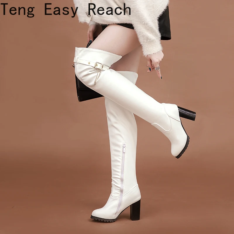 

2021 Winter Women Over The Knee High Boots Women Skidproof Sole Cosy Chunky Heels Fashion Stylish Leisure Cool Long Boots 33-46