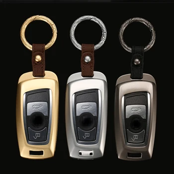 

LUNASBORE Cow Leather Aluminium Alloy Car Remote Key Case Cover For BMW GT525li 320liX3X4