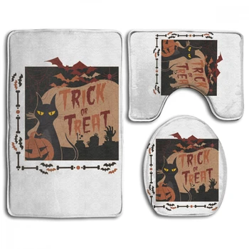 

CHARM HOME Halloween Night Trick Or Treat Vampire Cat Bathroom Antiskid Pad 3PCS/Set Toilet Seat Cover Bathroom Accessories