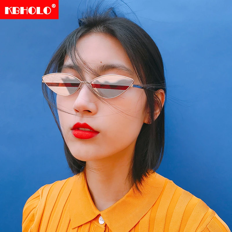 KBHOLO Sexy Cat Eye Unisex Sunglasses Women Small Lens Metal Frame 2019 Fashion Sun Glasses Female Vintage Brand Design UV400 | Аксессуары