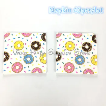 

40pcs/lot Chocolate Donut Disposable Napkin Wedding Birthday Anniversary Baby Shower Candy Napkin Party Decoration Supplies