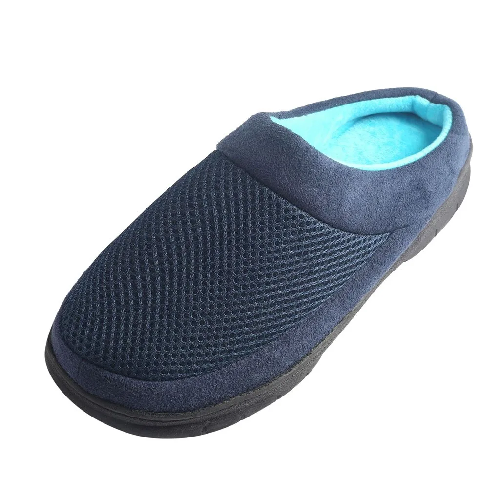 Fashion Winter Warm Slipper Shoes For Men New Arrival Platform Warm Floor Home Net Upper Shoes Slippers Non-slip Slipper Men