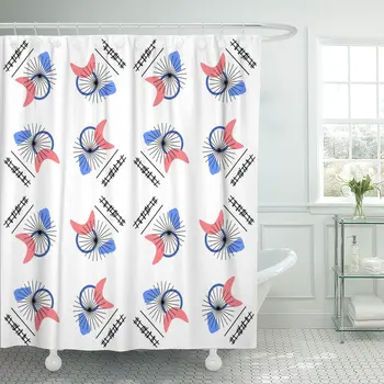 

Abstract Pattern Vintage 50S 60S 1950S Modern Mid Century Shower Curtain Waterproof Polyester Fabric 72 x 72 Inches with Hooks