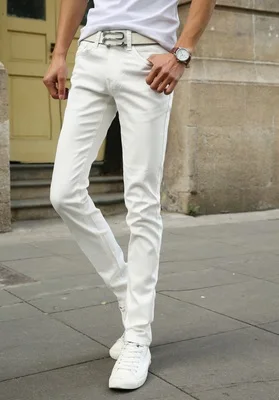 2019 New Men Stretch Skinny Jeans Fashion Casual Slim Fit Denim Trousers Blue Black Khaki White Pants Male Brand Clothes