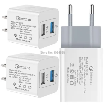

Quick Charge Eu US Wall Charger QC3.0 Power Adapter Plugs For Iphone 8 X Xr Samsung Lg andriod phone