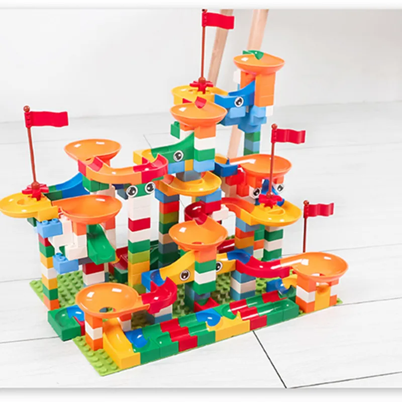 

74-296PCS Big Size Marble Race Run Building Block Funnel Slide Bricks Toys Compatible Block toy For Children