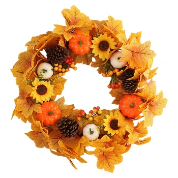 

Autumn Wreath Window Door Decoration Maple Leaf Fall Wreath Pendant Artificial Christmas Fall Wreath DIY Decor*