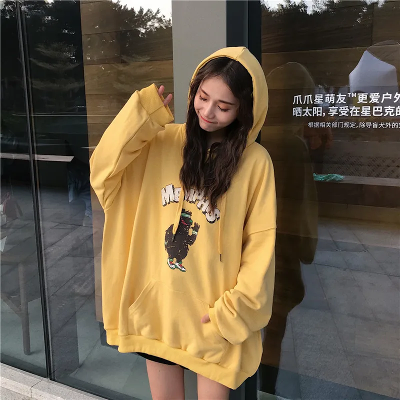 Harajuku Clothing Women Autumn Sweatshirts Hoodies Korean Ulzzang Bf Long Sleeve Thin Hooded Sweatshirt Female Loose Coats