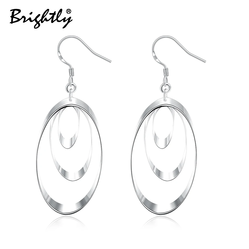 

Brightly 3 Circles Drop Earrings Silver Simple Round Earring for Women Party Fashion Jewelry Drop Shipping Wholesale