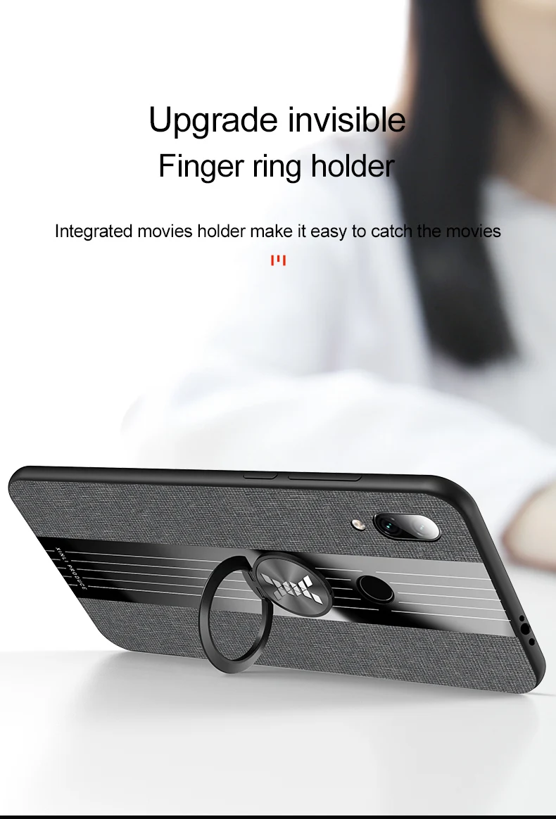 For Xiaomi Redmi Note 7 Case Luxury Hard Cloth With Ring Stand Magnet Slim protect Back cover for xiaomi redmi note 7 pro redmi7