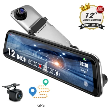 

Jansite Dash Cam 12 inch Car DVR Camera Mirror Recorder 2K Ultra HD Streaming Touch Screen Registrar GPS playback Voice Control