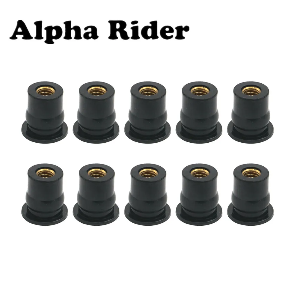 

10 M6 Rubber Well Nut Universal Motorcycle Windscreen & Fairing 6mm 1/2" Wellnuts Wellnut