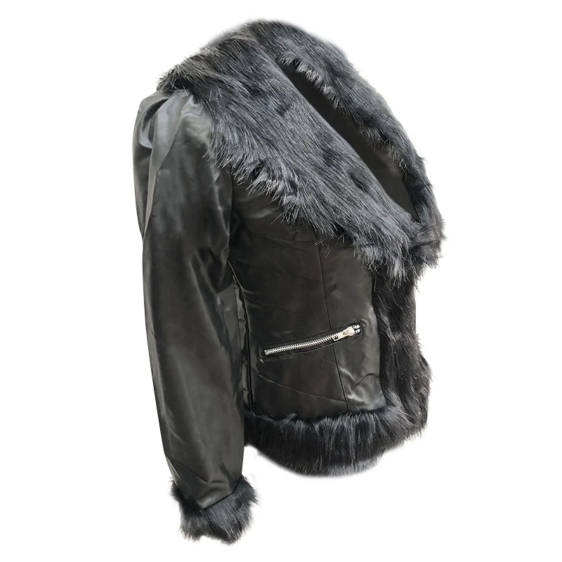 2 цвета, осенняя и зимняя теплая куртка, меховой воротник, искусственный мех, искусственная кожа, куртка, тонкое теплое пальто с длинными рукавами